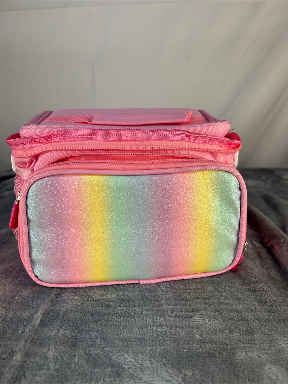 Pink Rainbow Glitter carrying case for travel and home storage